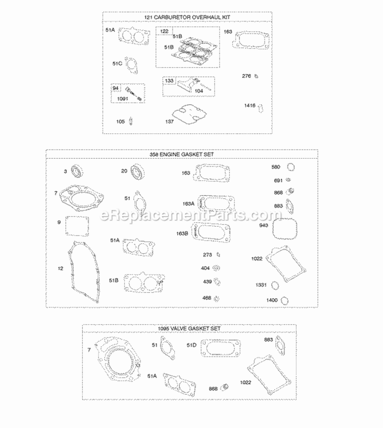 Carburetor Overhaul Kit EngineValve Gasket Set Diagram and Parts List for  Briggs and Stratton Engine